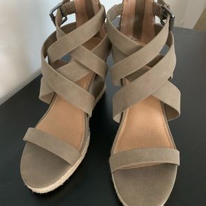 Tan 3 inch Wedge with Zipper Heel